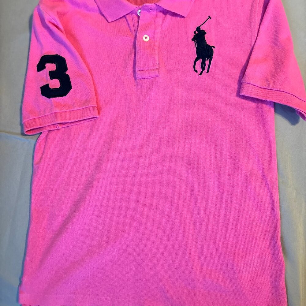 Polo Ralph Lauren Boys Size M (10-12) Pink Classic Fit Short Sleeve Shirt